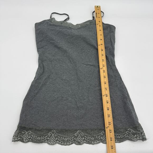 EXPRESS Lace Trim Bra Cami Tank Top Size M Dark Grey Stretch Romantic Preppy Y2K - Picture 6 of 6